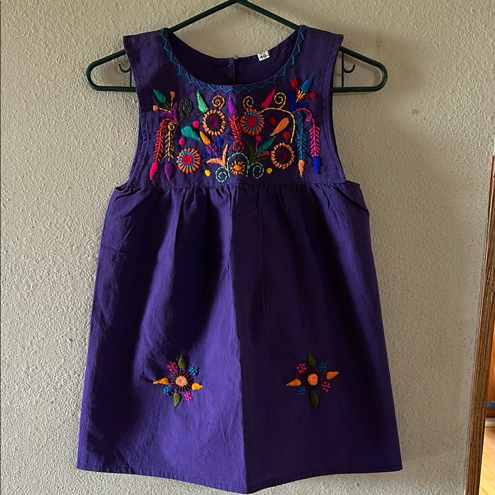Purple Embroidered Kids Dress